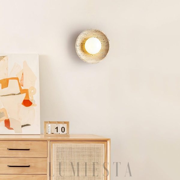 wm_9082635257202558791.jpg Tahiti - Beżowa lampa ścienna z travertynu Lunar Eclipse