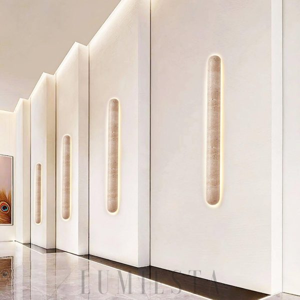 Elegancki podłużny kinkiet z trawertynu Liora 35 60 90cm