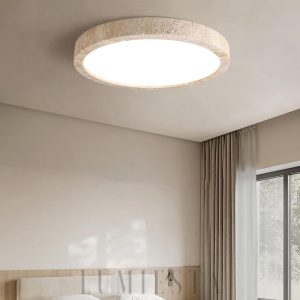 Horizon - Lampa sufitowa trawertynowa, okrągły plafon do salonu,  Ø38/48/58 cm