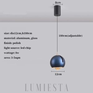 Czarna lampa kula wisząca z metalu - profil oprawy i regulowanego kąta