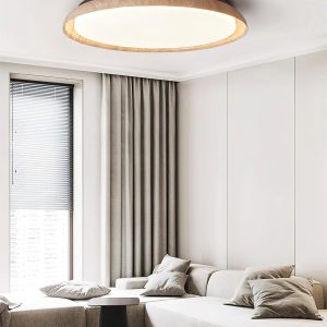 Kuzco - Beżowa okrągła lampa sufitowa z naturalnego trawertynu - Plafon Ø32/43/55cm