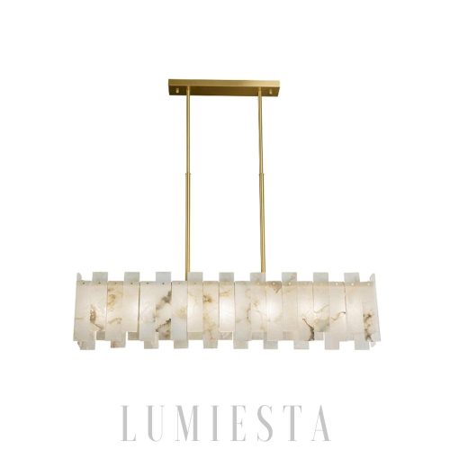 Bond - Żyrandol prostokątny z alabastru, złote wykończenie