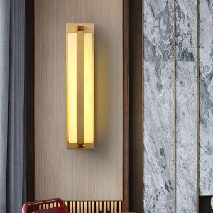 Silex - Lampa ścienna alabastrowa złota 45cm ciepłe światło