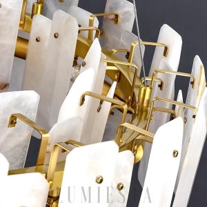 Noah - lampa wisząca okrągła w stylu alabastrowym