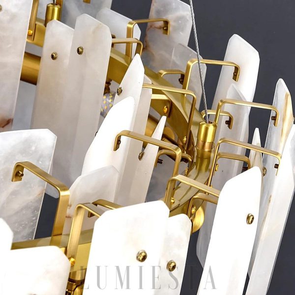 Noah - lampa wisząca okrągła w stylu alabastrowym