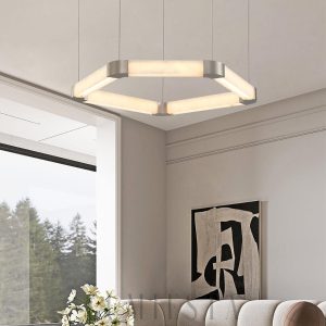 Alabastrowy okrągły żyrandol 90 cm elegancki LED