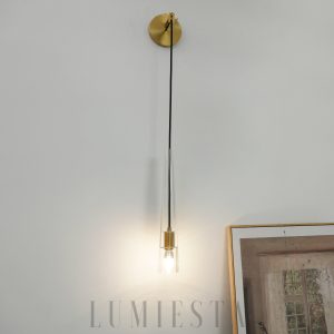 Lampa Ścienna ABNER Kryształowa Mosiężna 12cm Elegancka