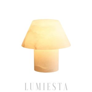 Lampa stołowa Petra z alabastru stożkowa biała 20cm