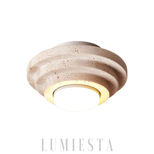 Verona - Sufitowa cylindryczna z trawertynu, beżowa