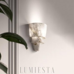Gobi - Lampa ścienna z alabastru stożkowa, elegancka, kinkiet 23/30cm