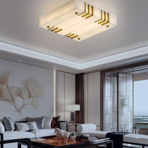 Capri - Złota lampa sufitowa z alabastru, kwadrat 40-80 cm