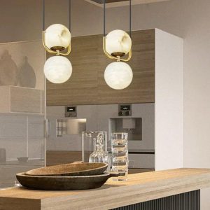 Lampa wisząca alabastrowa z mosiądzu styl nowoczesny 12cm