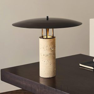 Luna - Lampa stołowa Travertine, żółto-czarna