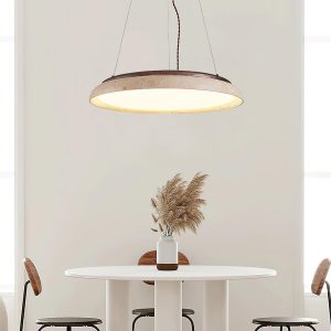 Elegancka okrągła lampa wisząca trawertyn beżowa 55 cm