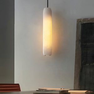 Luksusowa lampa wisząca Alabaster Flute biały kształt 38cm