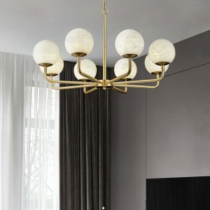 Matoni - Lampa wisząca Alabaster w mosiądzu 72cm i 85cm