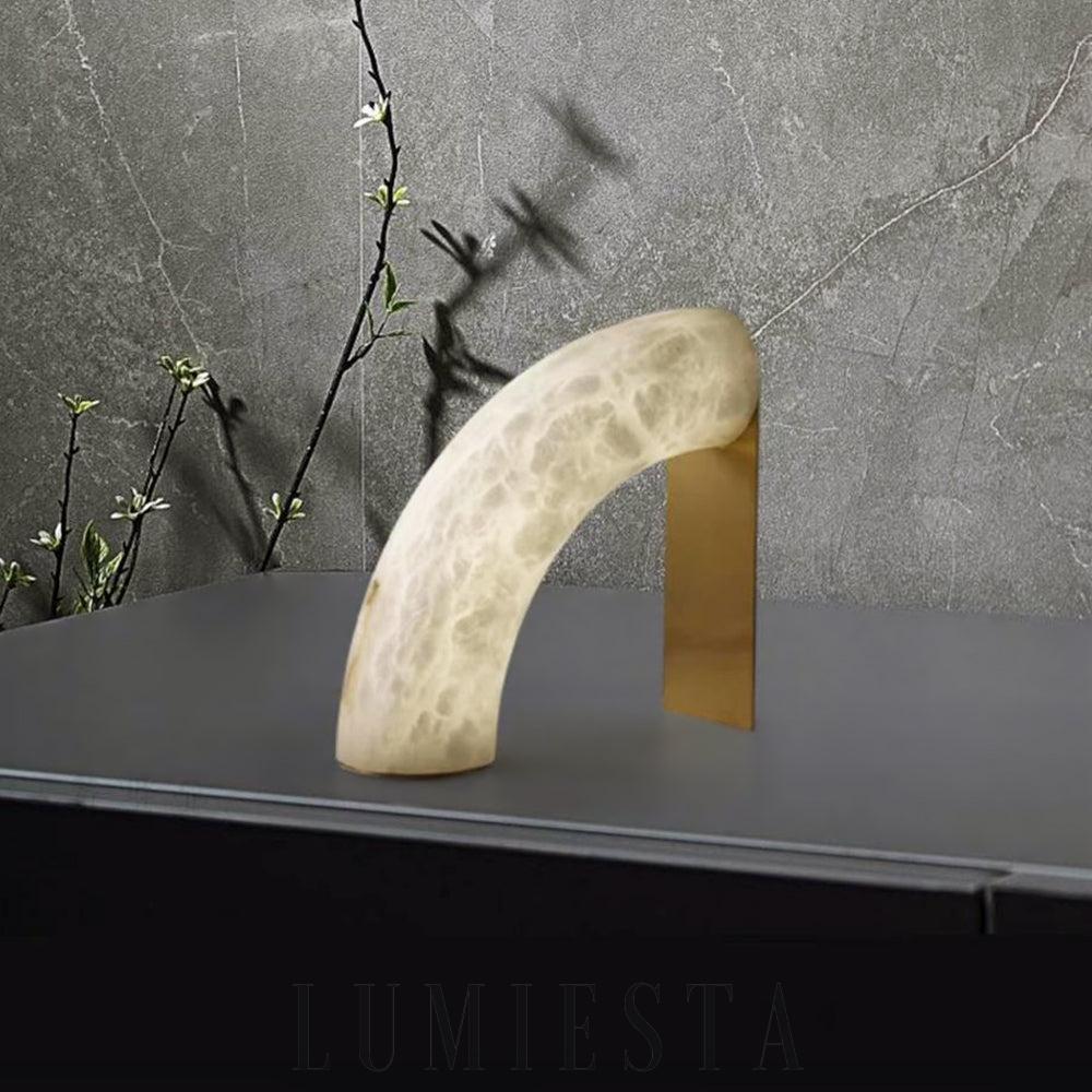 Jasper - lampa stołowa alabastrowa biała 60 cm, widok z boku