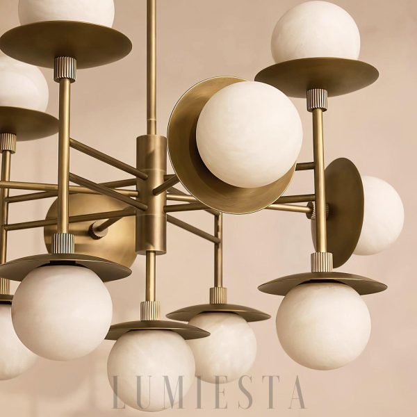 Nowoczesna lampa wisząca Cara 60 cm alabaster/brąz