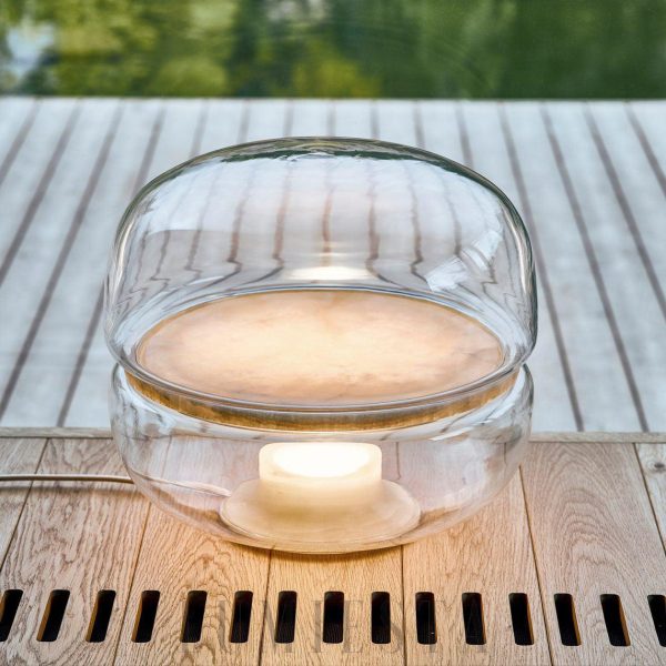 Lampa stołowa z alabastru i szkła w eleganckim stylu