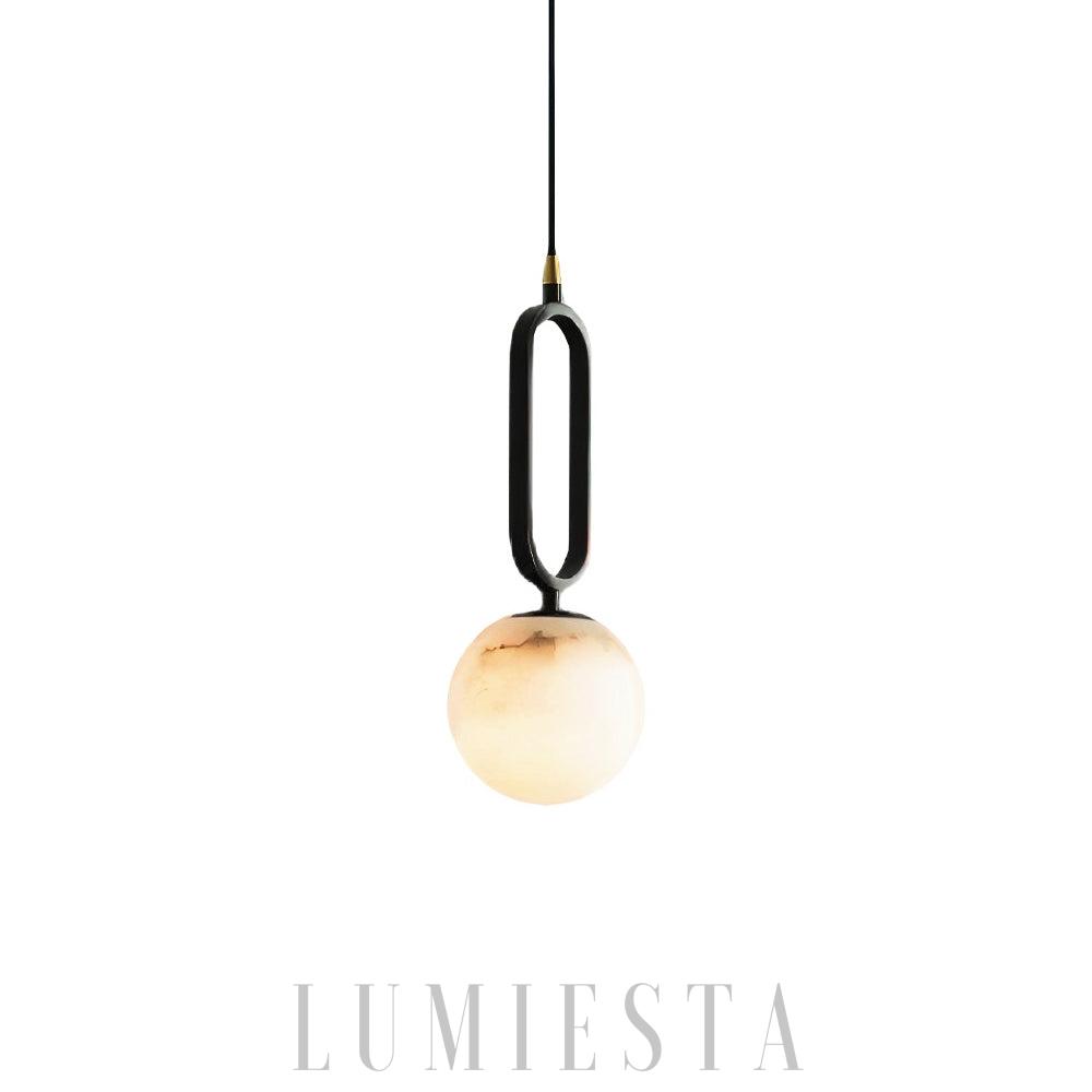 Ouale - lampa wisząca alabastrowa owalna czarno-biała