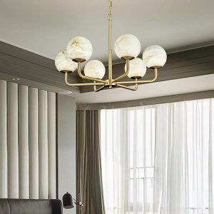 Matoni - Lampa wisząca Alabaster w mosiądzu 72cm i 85cm