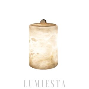 Pulse - Stołowa lampa cyl. alabaster, biała 12,5×20cm
