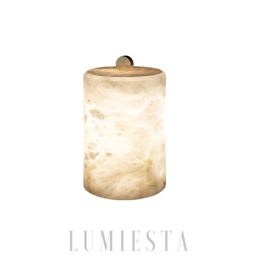 Pulse - Stołowa lampa cyl. alabaster, biała 12,5×20cm
