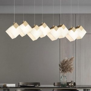 Mordena - Lampa wisząca Modern Cube — alabaster złoto/biały