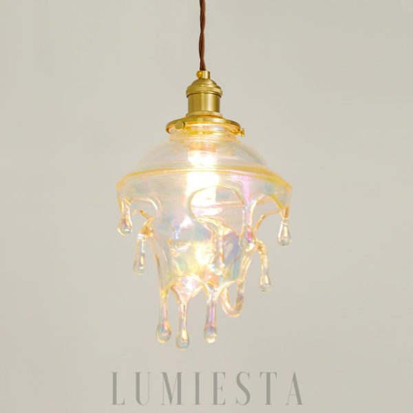 Lampa wisząca w kształcie kropli wody z kryształem i szkłem