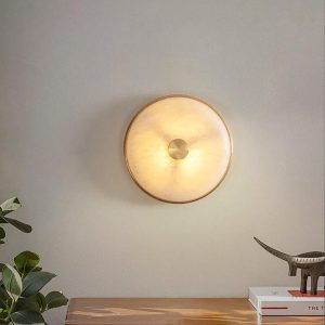 Monte - Lampa ścienna okrągła alabastrowa 26 cm ciepła/zimna