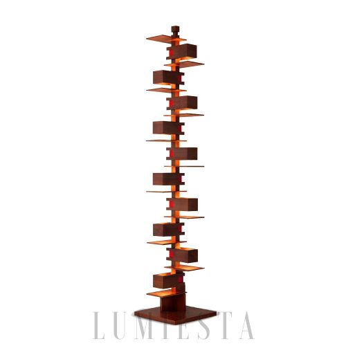 Taliesin - Nowoczesna lampa podłogowa orzechowa i czarna