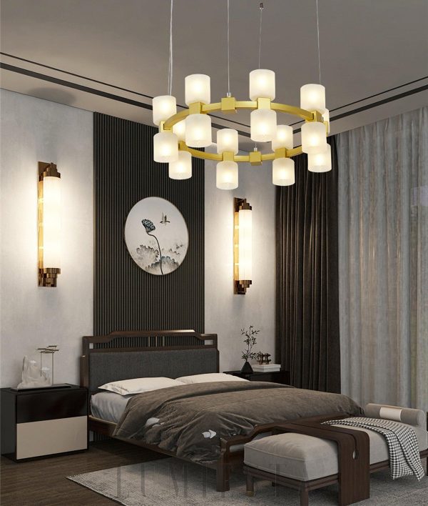 Semper Mia okrągły mosiężny żyrandol LED 100cm do salonu