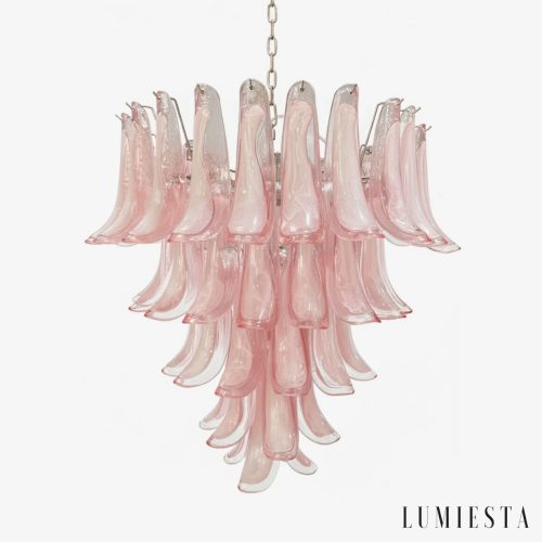Lampa wisząca szklana różowa Adagio - nowoczesny złoty żyrandol Ø80 x 80 cm