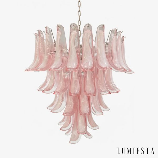 Lampa wisząca szklana różowa Adagio - nowoczesny złoty żyrandol Ø80 x 80 cm