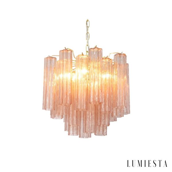 Lampa wisząca Alba ze szkła bursztynowego - widok całości pod sufitem