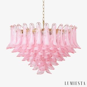 Lampa wisząca złota z różowym szkłem Altair - widok z przodu