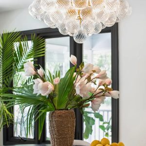 Angolo - żyrandol glamour ze szklanymi kloszami, widok podkreślający średnicę Ø60/80 cm