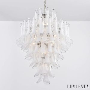 Apollo - lampa wisząca nikiel i białe szkło, detal klosza