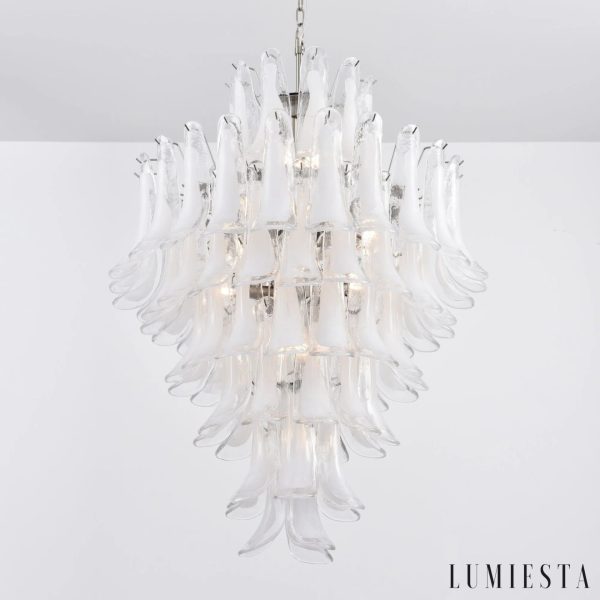 Apollo - lampa wisząca nikiel i białe szkło, detal klosza
