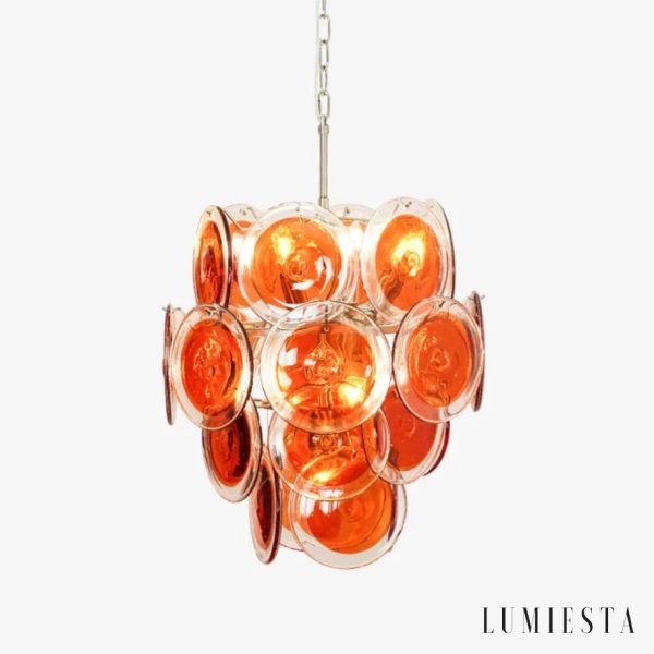 Lampa wisząca metalowa z pomarańczowym szkłem Argento Ø50x54 cm, widok z przodu