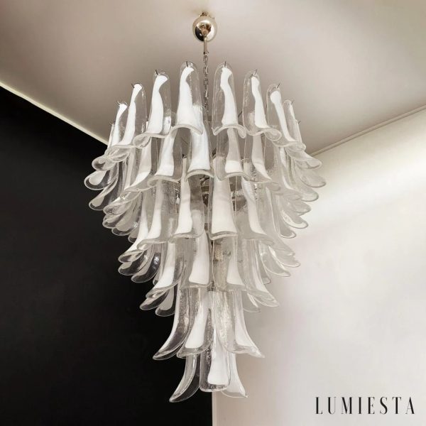 Aria - lampa wisząca Murano z niklem, prezentacja pełnego kształtu
