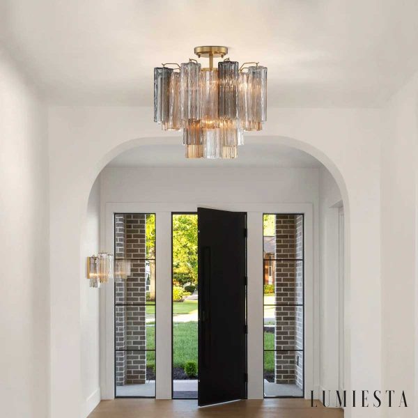 Assisi - złota lampa sufitowa glamour, widok z przodu