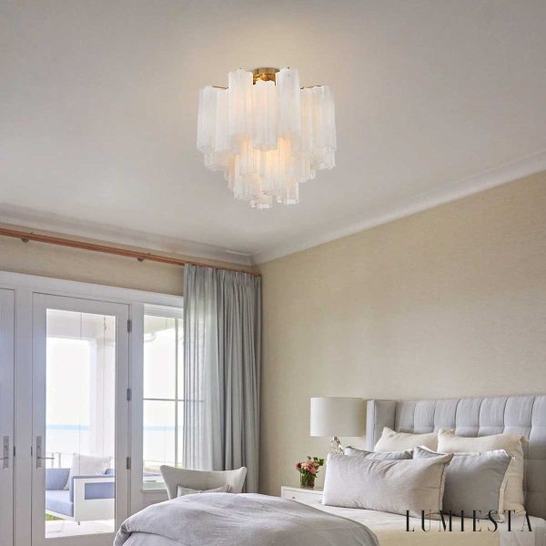 Assisi - złota lampa sufitowa glamour z dekoracyjnym szkłem