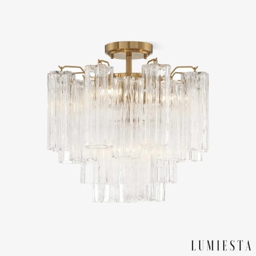 Lampa sufitowa szklano-metalowa złota glamour Assisi do salonu Ø45 cm