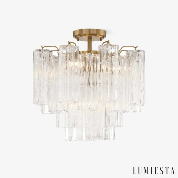 Lampa sufitowa szklano-metalowa złota glamour Assisi do salonu Ø45 cm