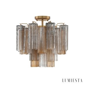 Assisi - lampa sufitowa glamour, widok z dołu na złotą oprawę