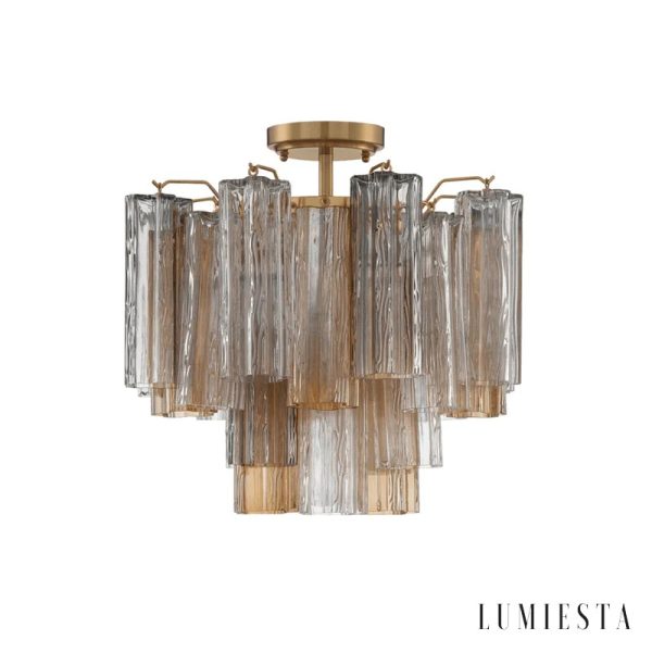 Assisi - lampa sufitowa glamour, widok z dołu na złotą oprawę