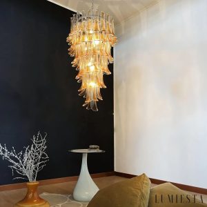 Atrio - lampa wisząca szklana bursztynowa z ujęciem od dołu