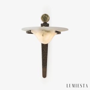 Biało-brązowy kinkiet alabastrowy Batalha - nowoczesna lampa wisząca do salonu Ø25×40 cm