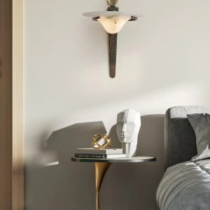 Batalha - lampa wisząca z metalowym zawieszeniem i alabastrowym kloszem